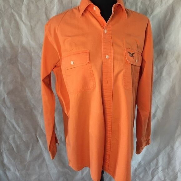 American Living orange button shirt size Medium 100% cotton - Picture 7 of 7